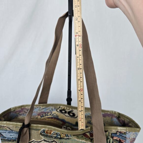 Route US 66 Tote Landscaped Multi-Color Zipper Closure Canvas 14" x 12" x 5" - Picture 12 of 16